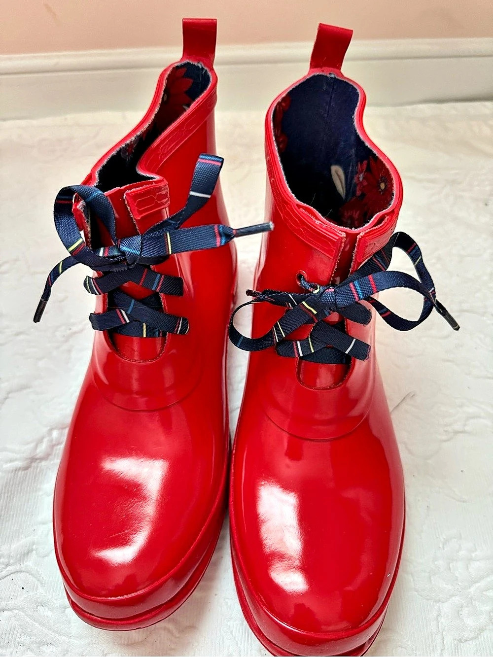 Charter Club Traynor Rain Boots Red & Blue US 9 M